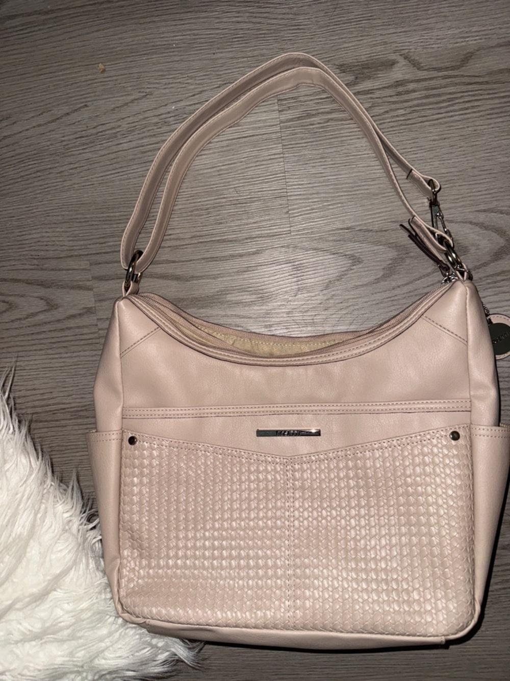 Rosetti Blush Pink Shoulder Bag with Woven Front Panel